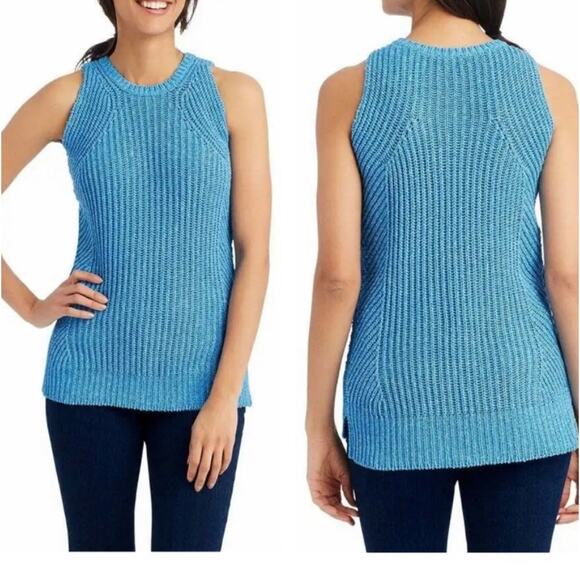 J McLaughlin Womens Azzurro Blue Sleeveless Knit Sweater S - Picture 1 of 8